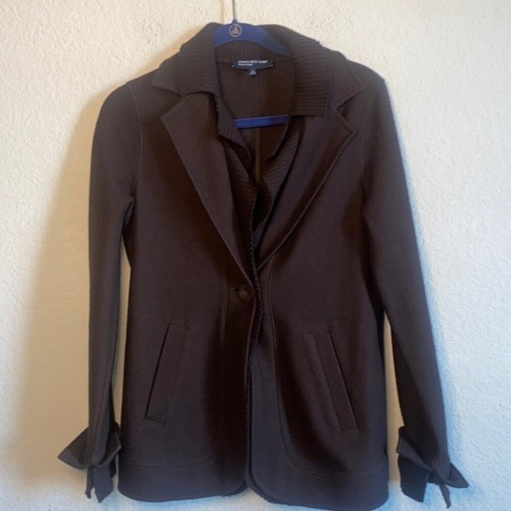 Jones New York wool brown pea coat sweater knit s shacket jacket vintage